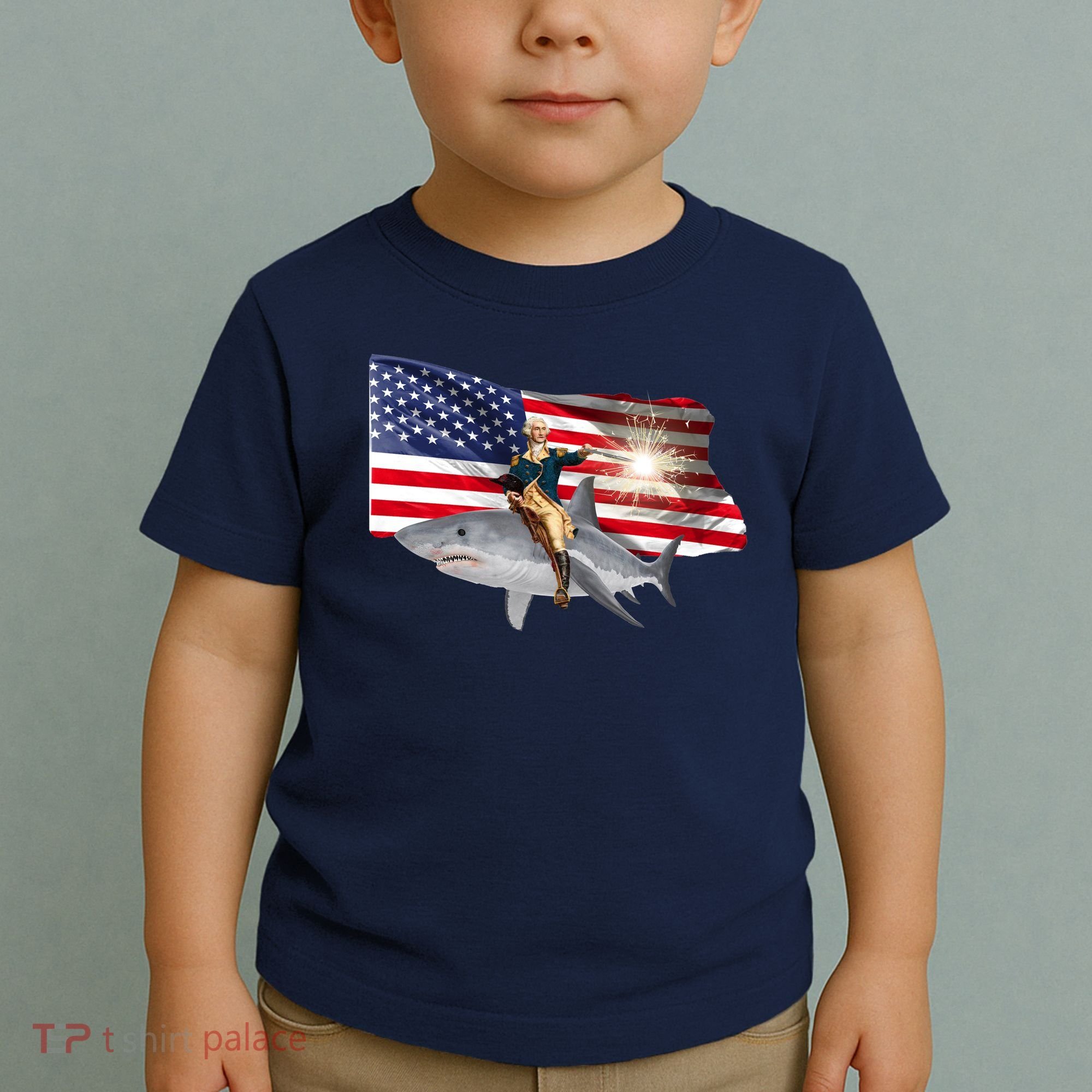 Patriotic George Washington On A Shark Toddler T-Shirt