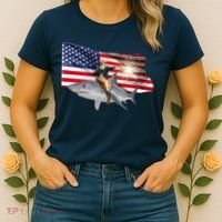 Patriotic George Washington On A Shark Women's T-Shirt thumb 2