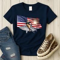 Patriotic George Washington On A Shark Women's T-Shirt thumb 3