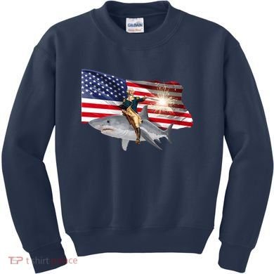 Patriotic George Washington On A Shark Kids Sweatshirt