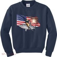 Patriotic George Washington On A Shark Kids Sweatshirt thumb 0