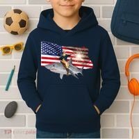 Patriotic George Washington On A Shark Kids Hoodie thumb 2