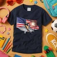 Patriotic George Washington On A Shark Kids T-Shirt thumb 3