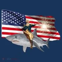 Patriotic George Washington On A Shark Tote Bag thumb 4