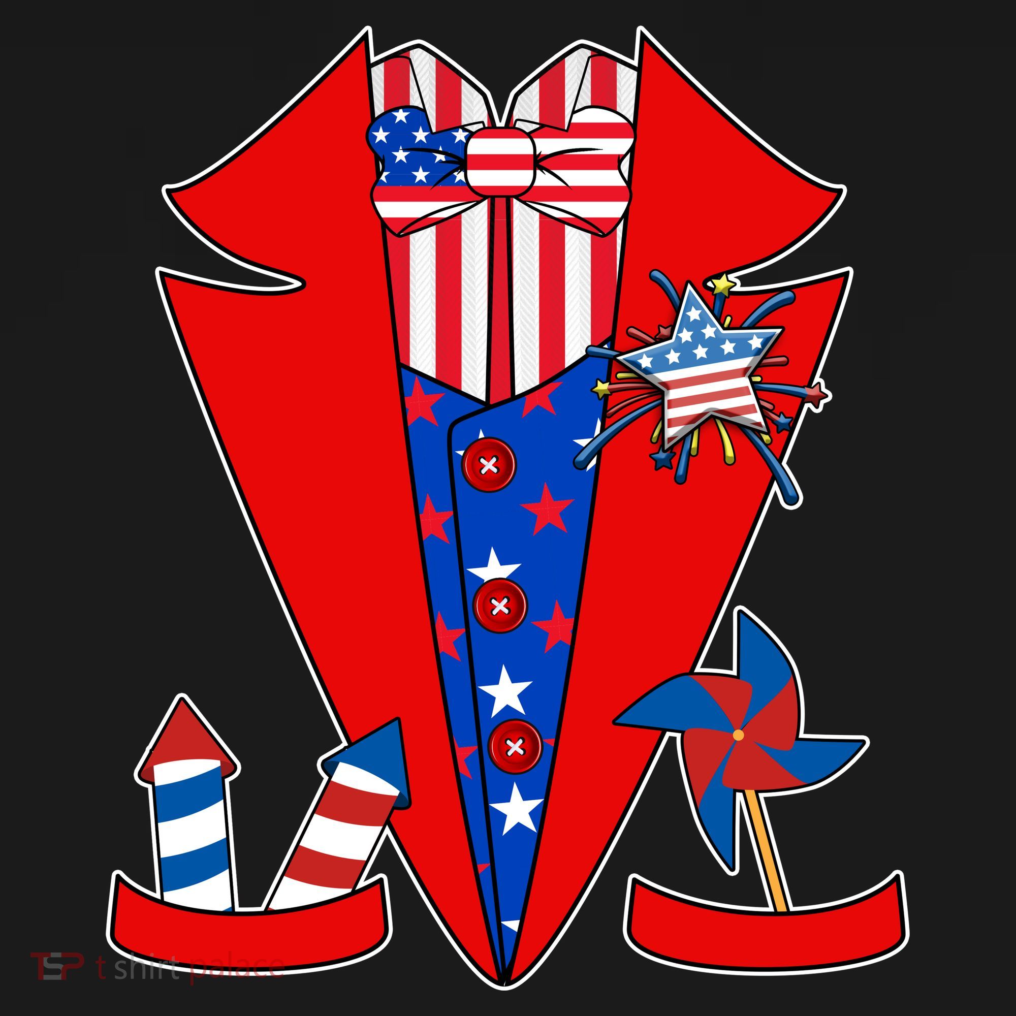 Patriotic Independence Day Tuxedo Doggie Tank