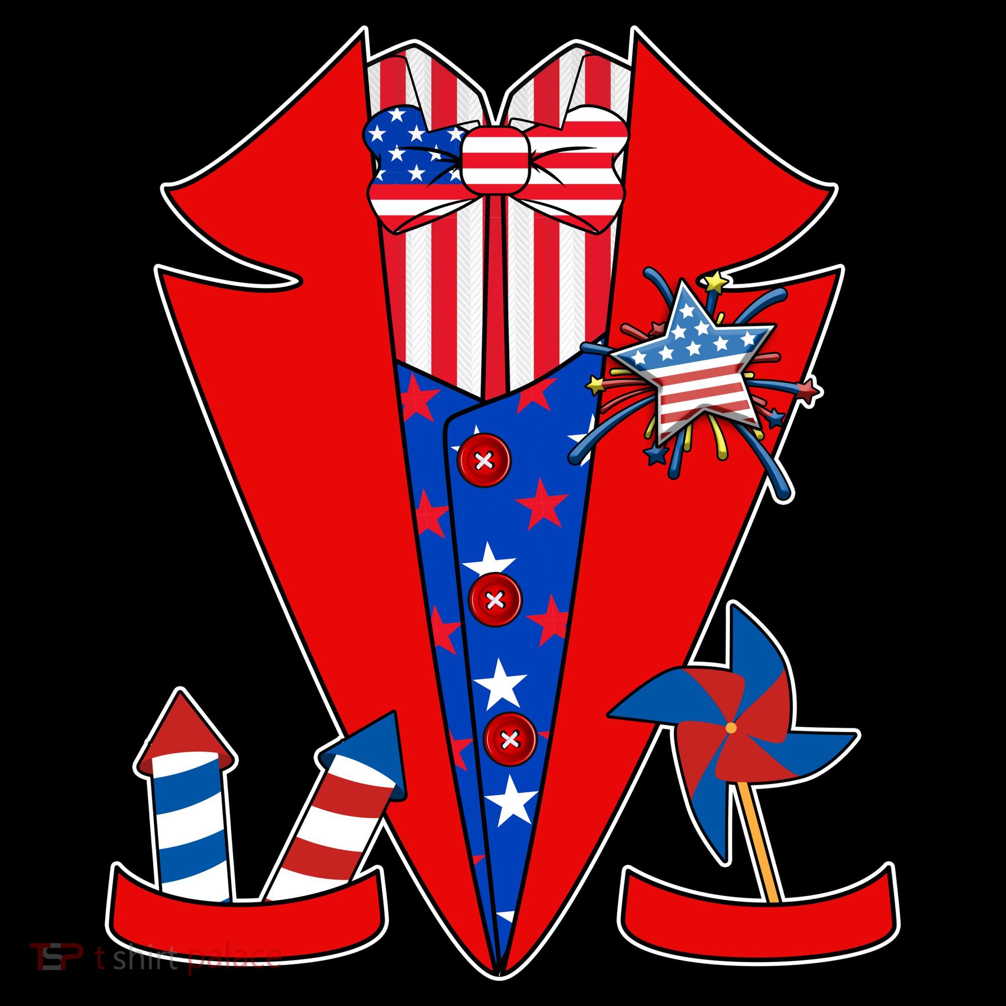 Patriotic Independence Day Tuxedo Women's Hoodie
