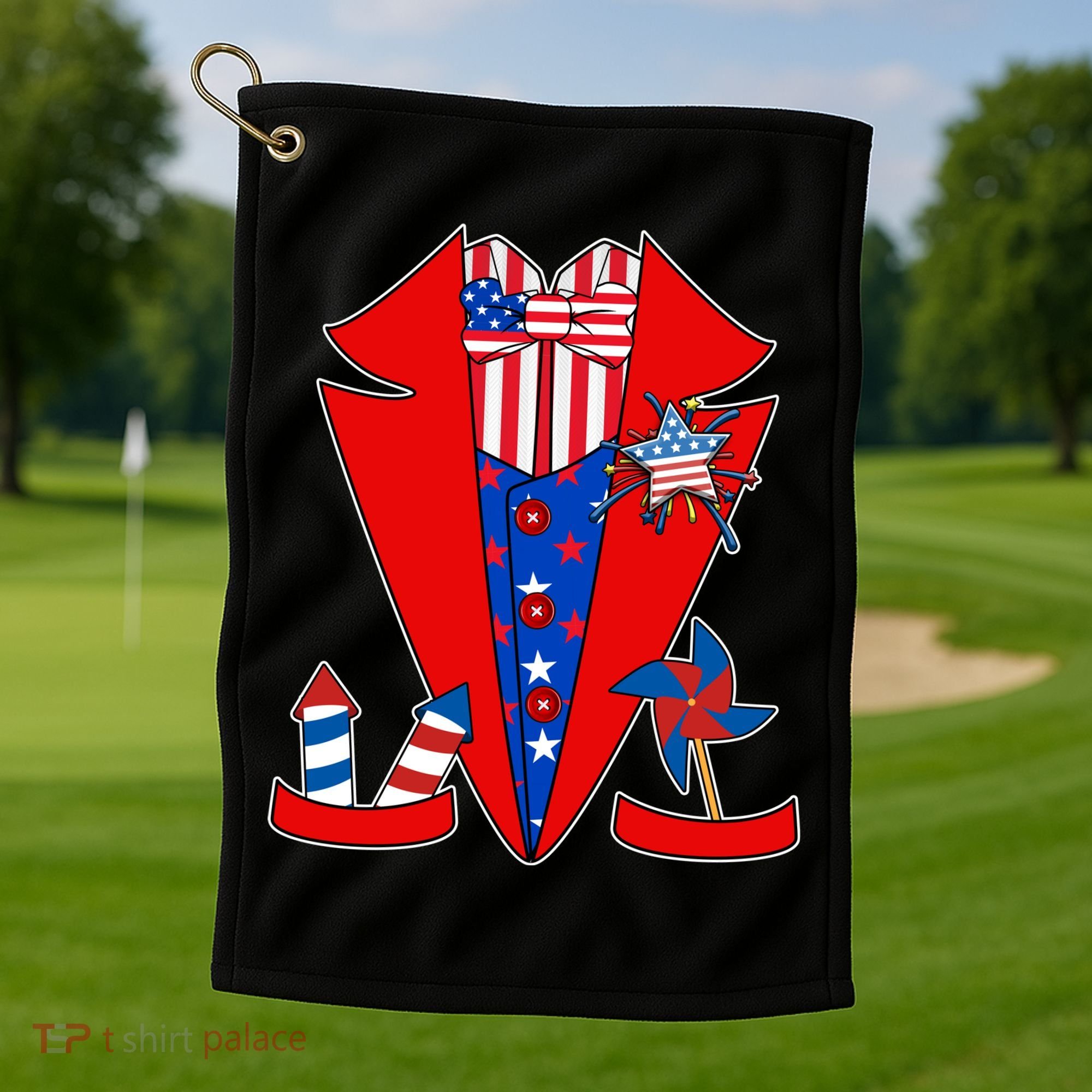 Patriotic Independence Day Tuxedo Golf Towel