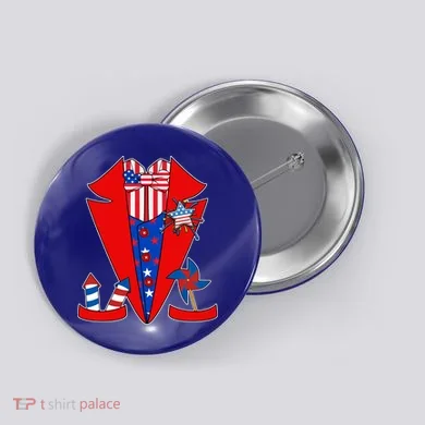 Patriotic Independence Day Tuxedo Button