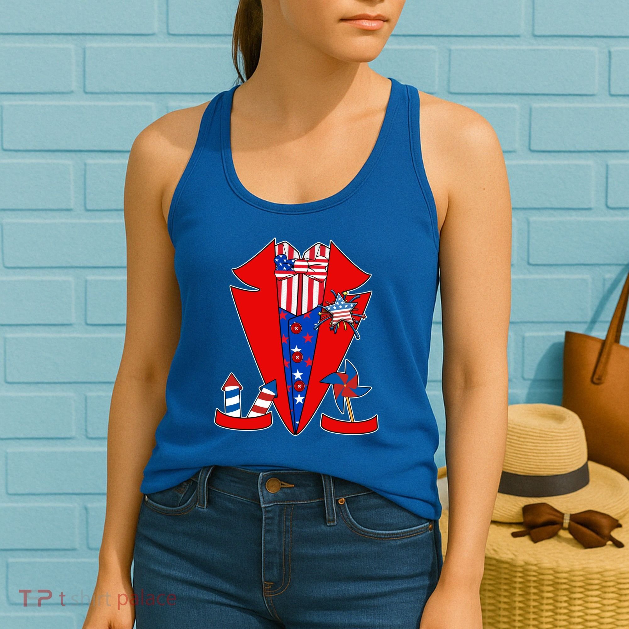 Patriotic Independence Day Tuxedo Women's Tank Top