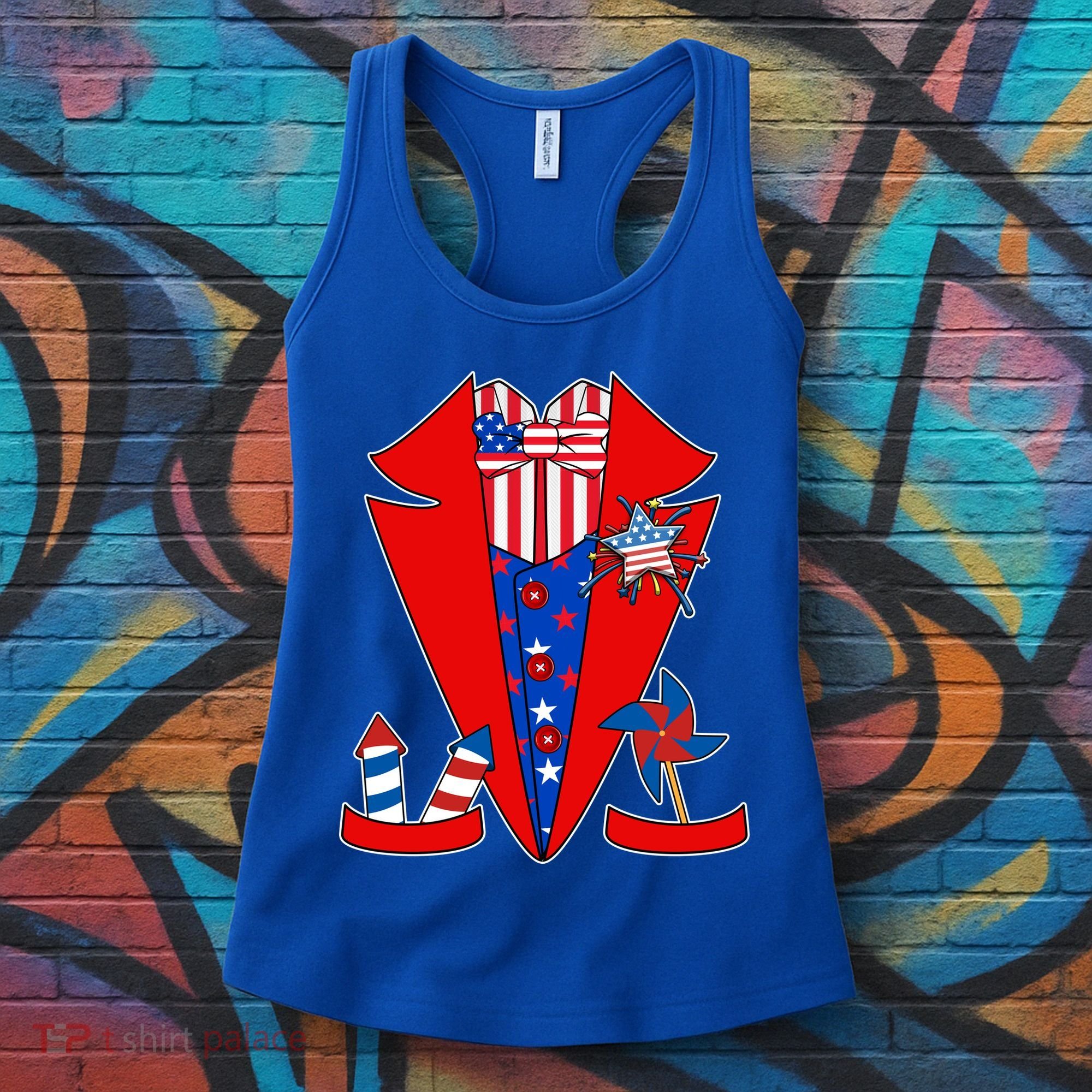 Patriotic Independence Day Tuxedo Women's Tank Top