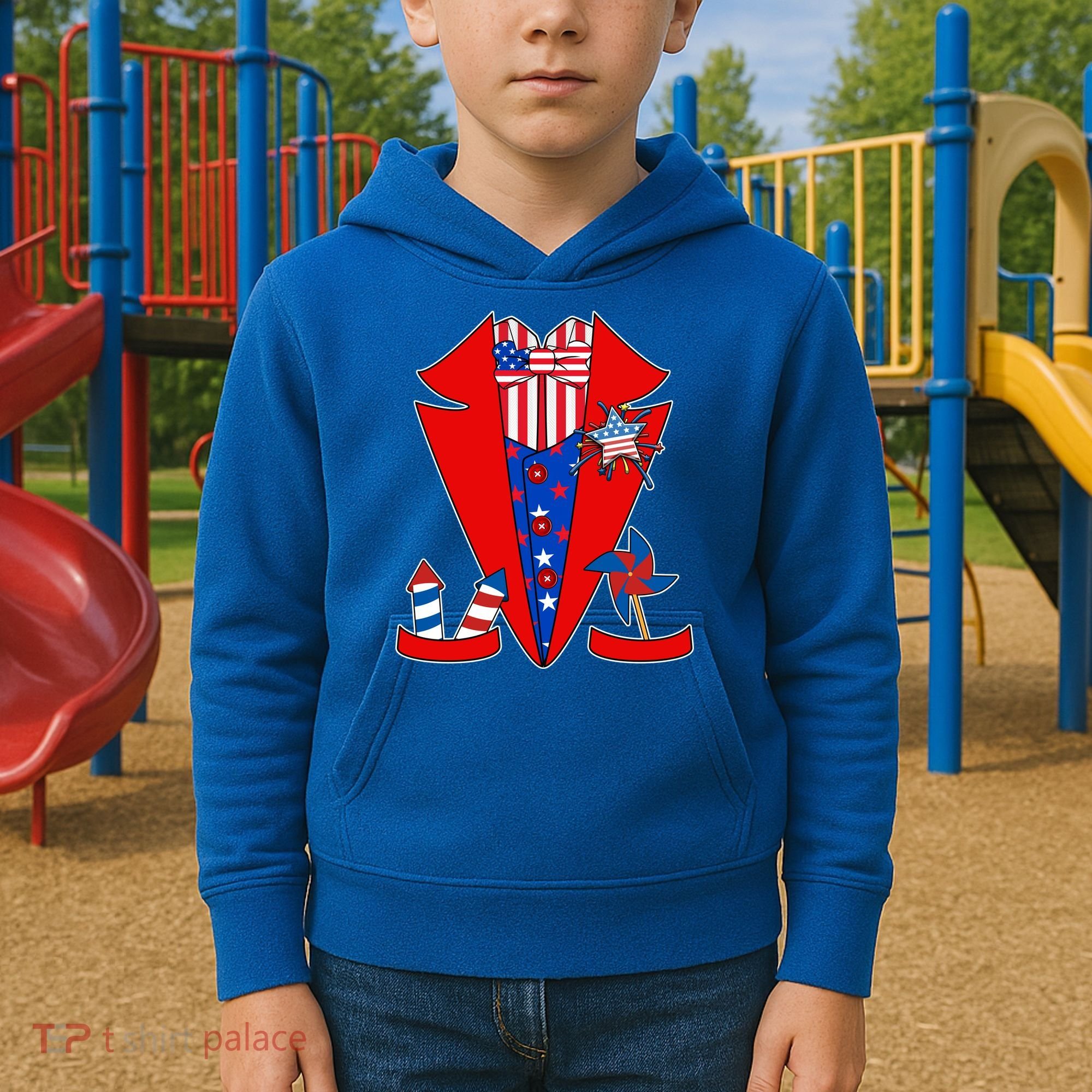 Patriotic Independence Day Tuxedo Kids Hoodie