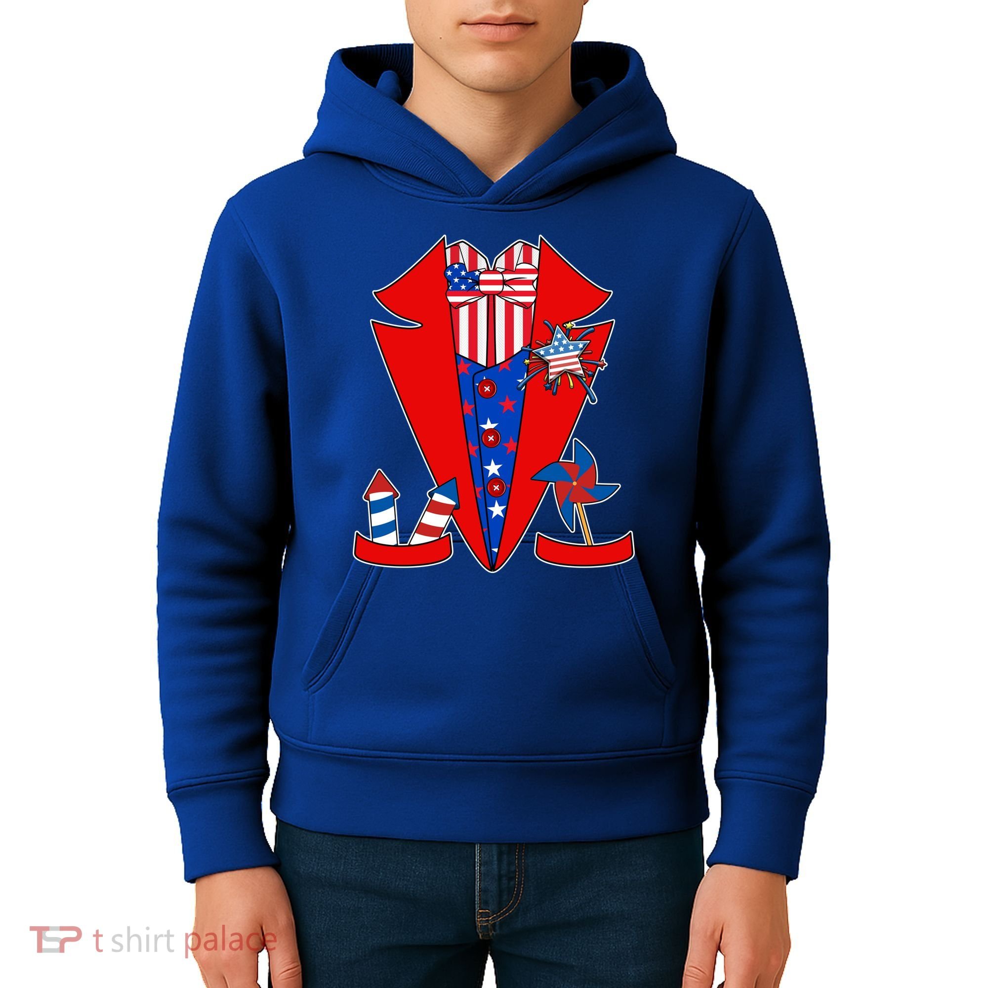 Patriotic Independence Day Tuxedo Kids Hoodie