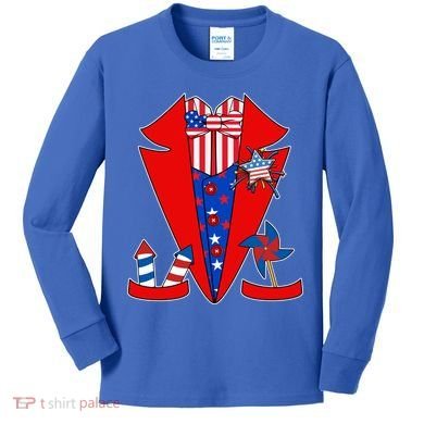 Patriotic Independence Day Tuxedo Kids Long Sleeve Shirt