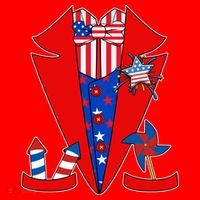 Patriotic Independence Day Tuxedo Santa Hat thumb 1