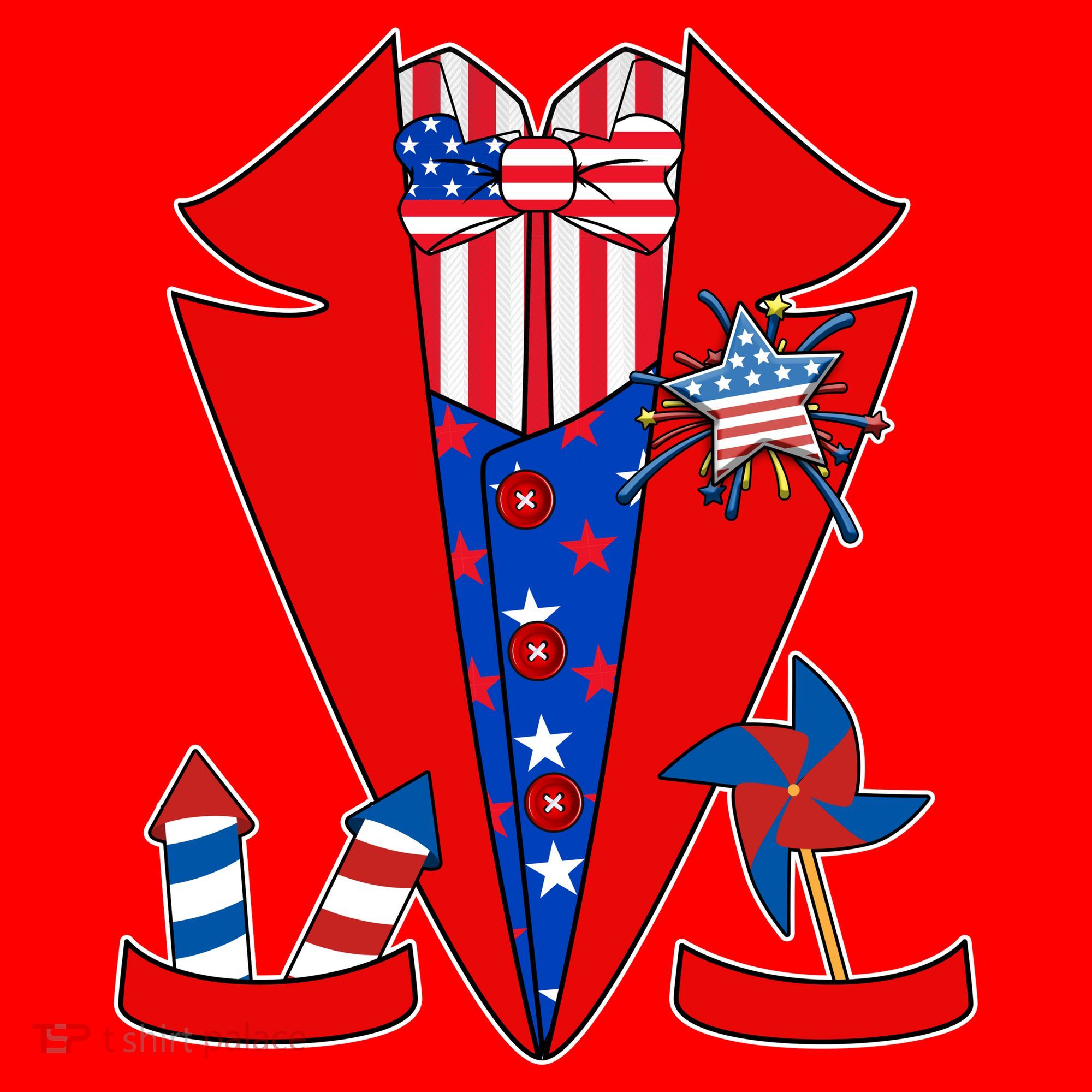 Patriotic Independence Day Tuxedo Santa Hat