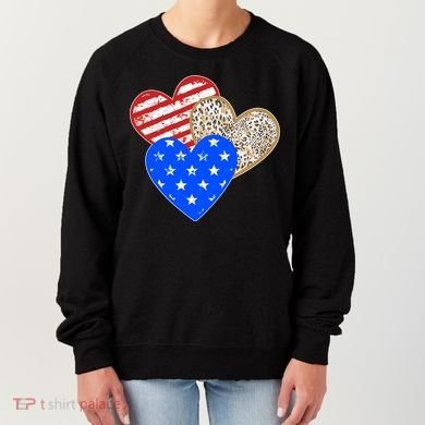 Patriotic Leopard Print Stars And Stripes Hearts Women's Sweatshirt
