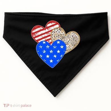Patriotic Leopard Print Stars And Stripes Hearts USA-Made Doggie Bandana