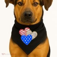 Patriotic Leopard Print Stars And Stripes Hearts USA-Made Doggie Bandana thumb 1