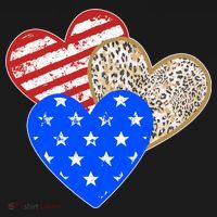 Patriotic Leopard Print Stars And Stripes Hearts Long Sleeve Shirt thumb 2