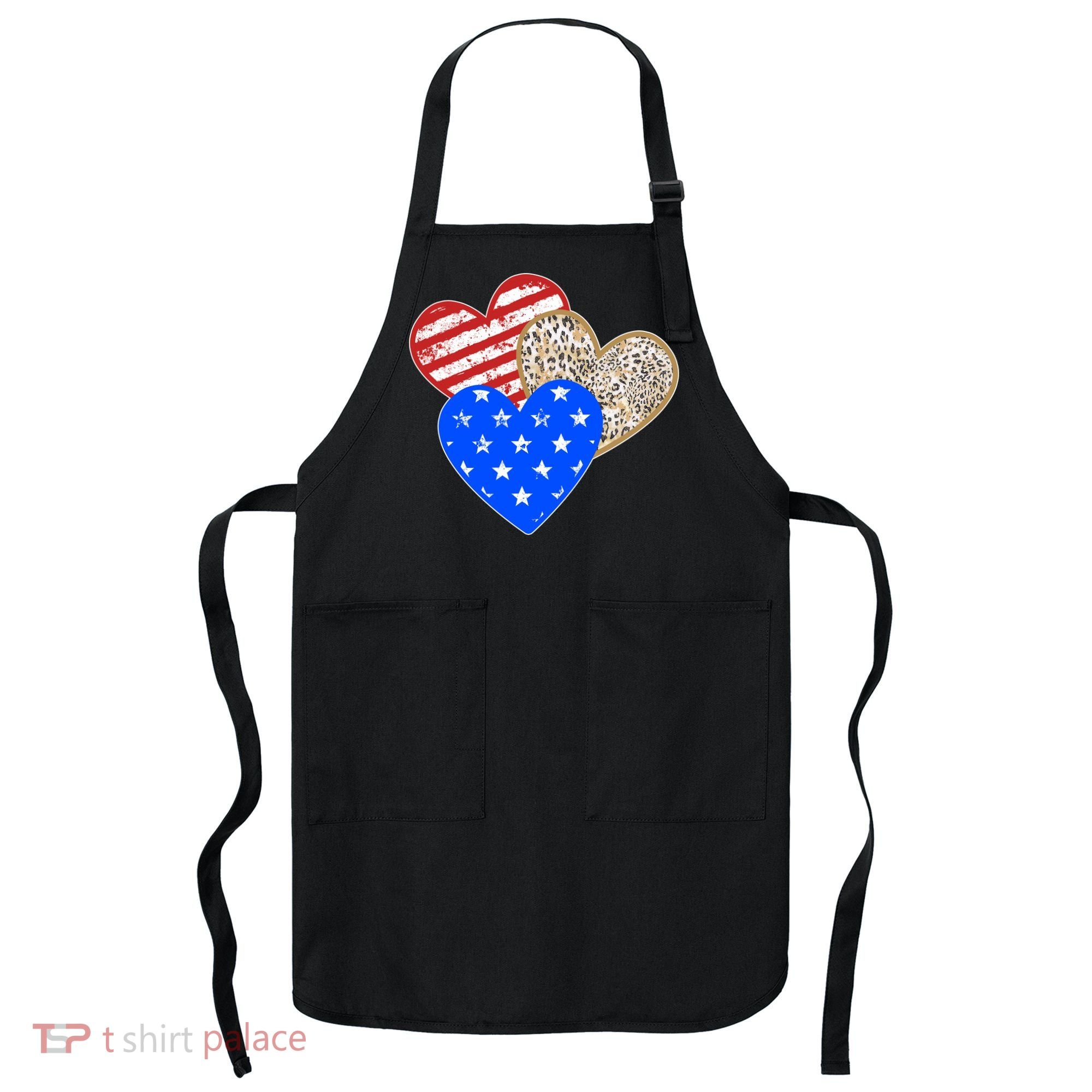 Patriotic Leopard Print Stars And Stripes Hearts Apron