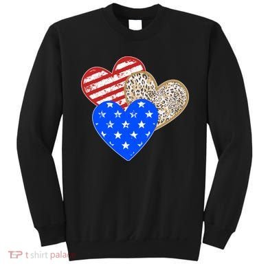 Patriotic Leopard Print Stars And Stripes Hearts Sweatshirt