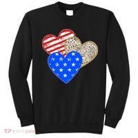 Patriotic Leopard Print Stars And Stripes Hearts Sweatshirt thumb 0