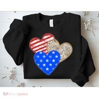 Patriotic Leopard Print Stars And Stripes Hearts Sweatshirt thumb 2