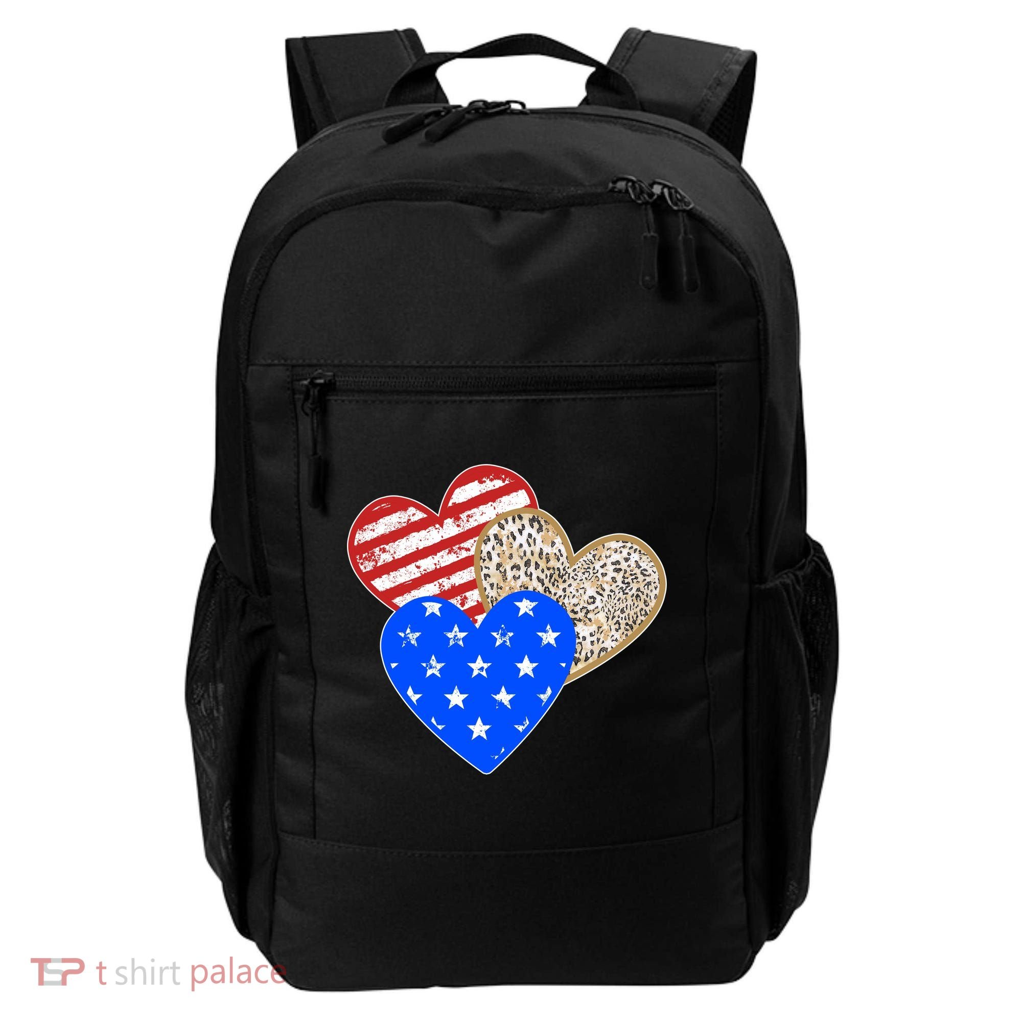 Patriotic Leopard Print Stars And Stripes Hearts Backpack