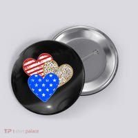 Patriotic Leopard Print Stars And Stripes Hearts Button thumb 0