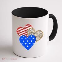 Patriotic Leopard Print Stars And Stripes Hearts Coffee Mug thumb 1