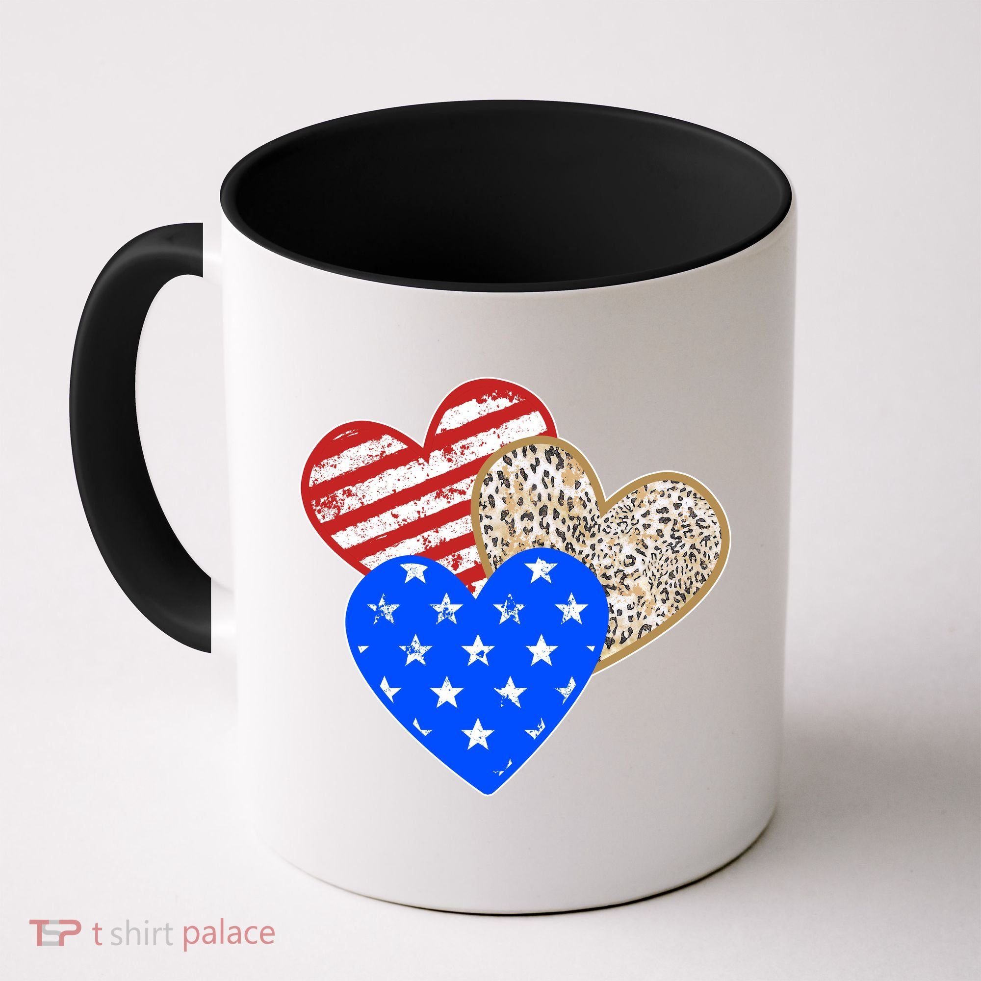 Patriotic Leopard Print Stars And Stripes Hearts Coffee Mug