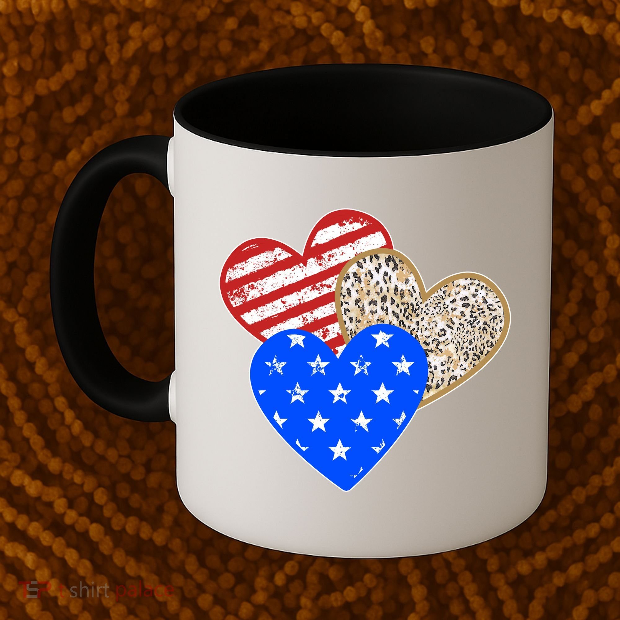Patriotic Leopard Print Stars And Stripes Hearts Coffee Mug