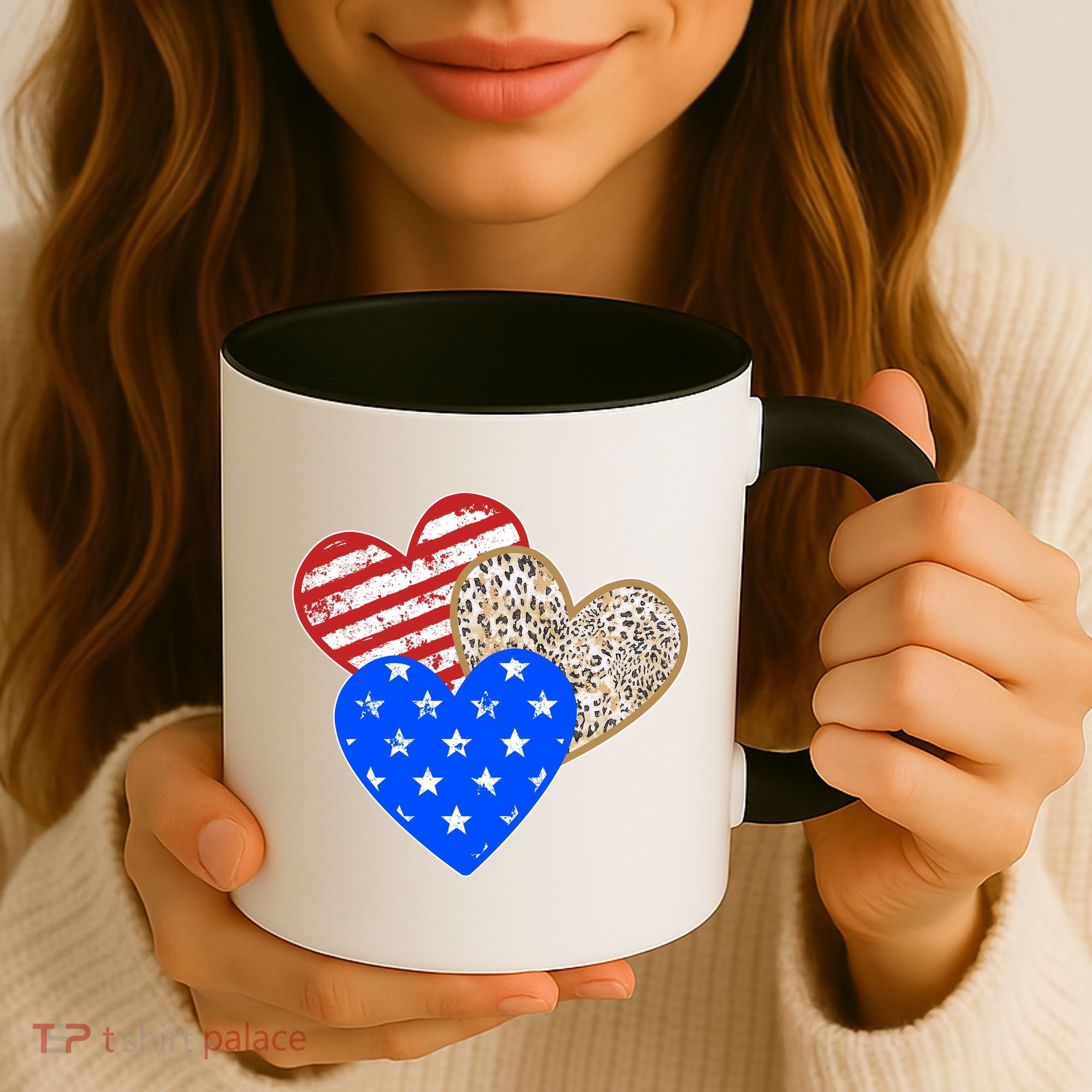 Patriotic Leopard Print Stars And Stripes Hearts Coffee Mug