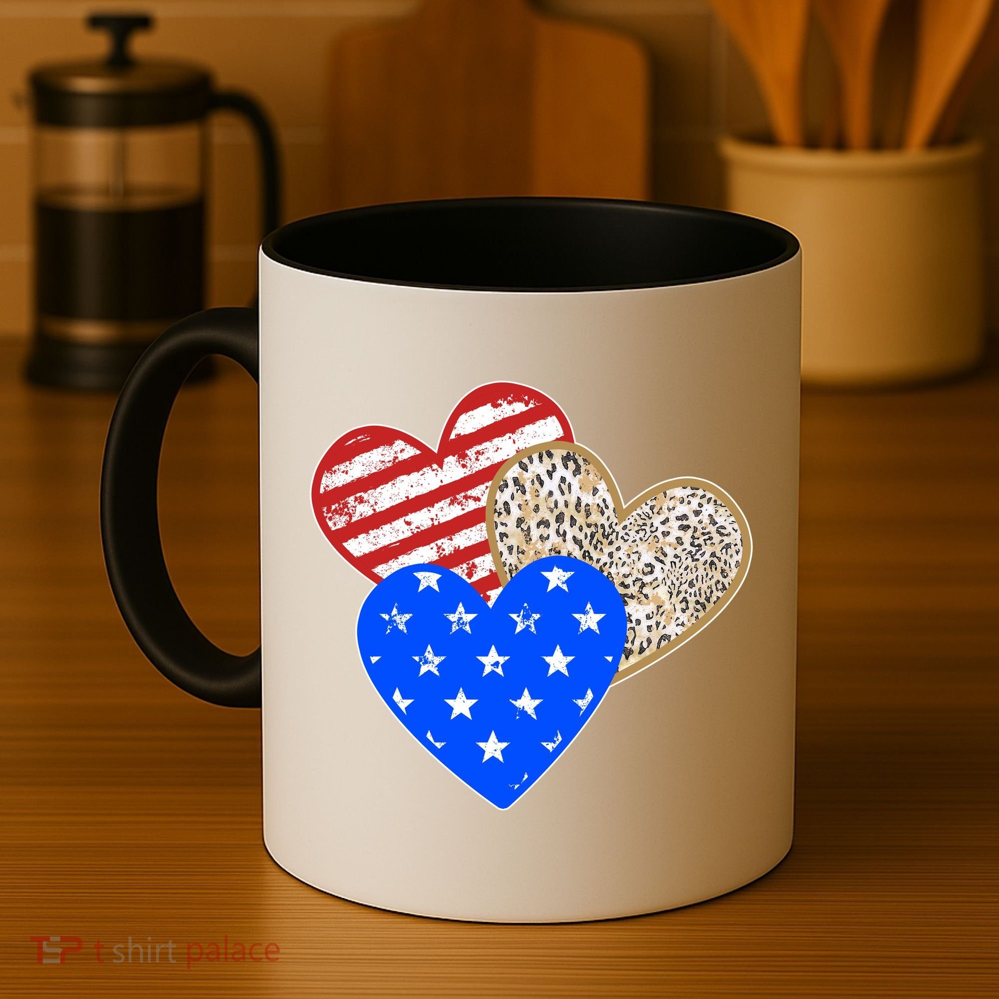 Patriotic Leopard Print Stars And Stripes Hearts Coffee Mug