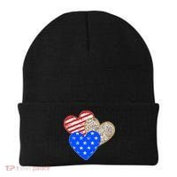 Patriotic Leopard Print Stars And Stripes Hearts Beanie thumb 0