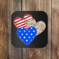 Patriotic Leopard Print Stars And Stripes Hearts Coaster thumb 0