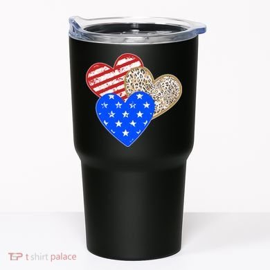 Patriotic Leopard Print Stars And Stripes Hearts Tumbler