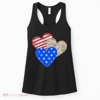 Patriotic Leopard Print Stars And Stripes Hearts Women's Tank Top thumb 0