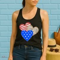 Patriotic Leopard Print Stars And Stripes Hearts Women's Tank Top thumb 2
