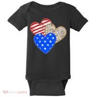 Patriotic Leopard Print Stars And Stripes Hearts Baby Bodysuit thumb 0