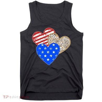 Patriotic Leopard Print Stars And Stripes Hearts Tank Top