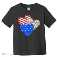 Patriotic Leopard Print Stars And Stripes Hearts Toddler T-Shirt thumb 0