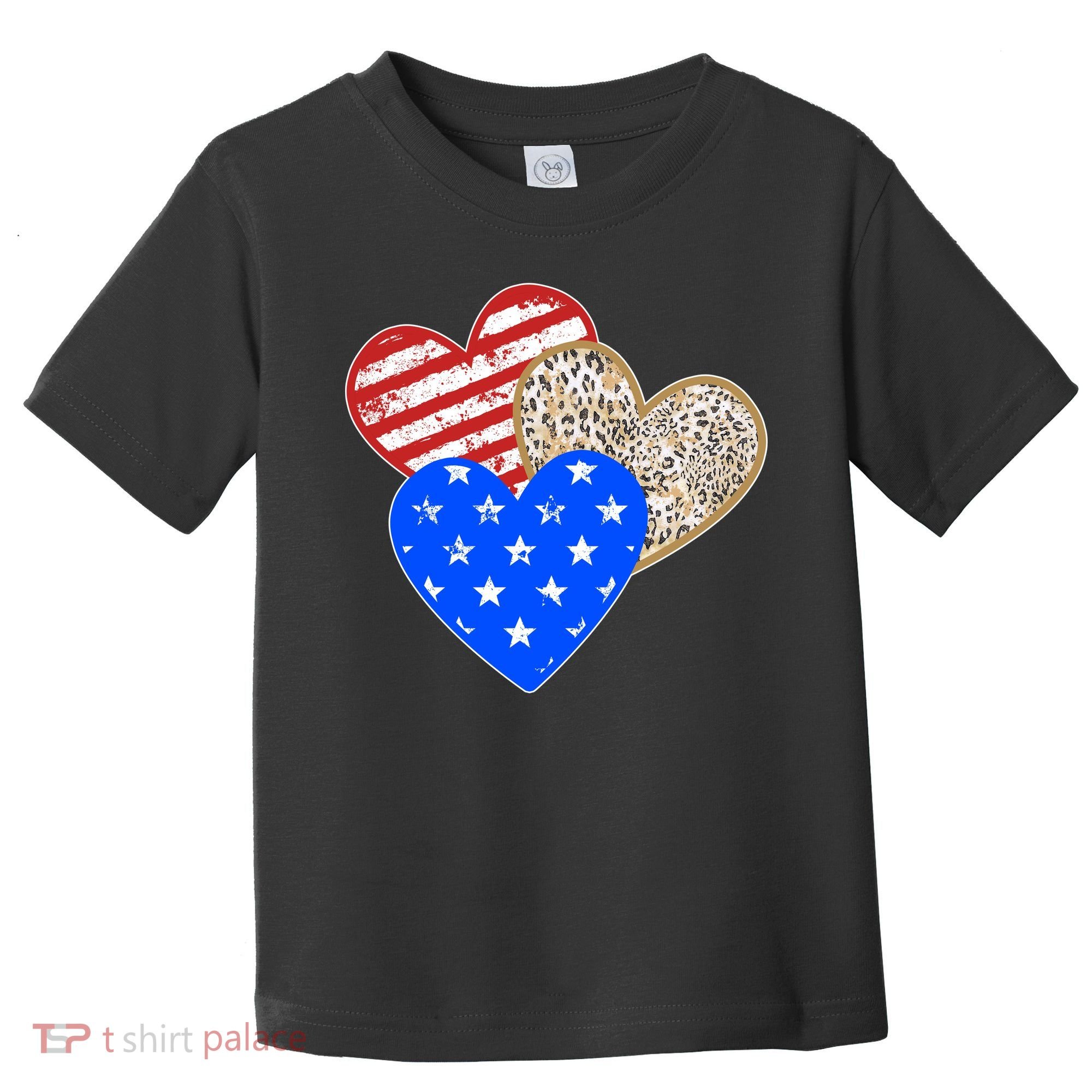 Patriotic Leopard Print Stars And Stripes Hearts Toddler T-Shirt