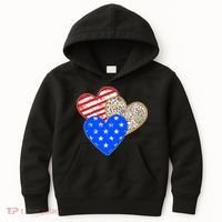 Patriotic Leopard Print Stars And Stripes Hearts Kids Hoodie thumb 0