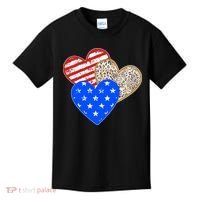 Patriotic Leopard Print Stars And Stripes Hearts Kids T-Shirt thumb 0