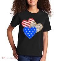 Patriotic Leopard Print Stars And Stripes Hearts Kids T-Shirt thumb 2
