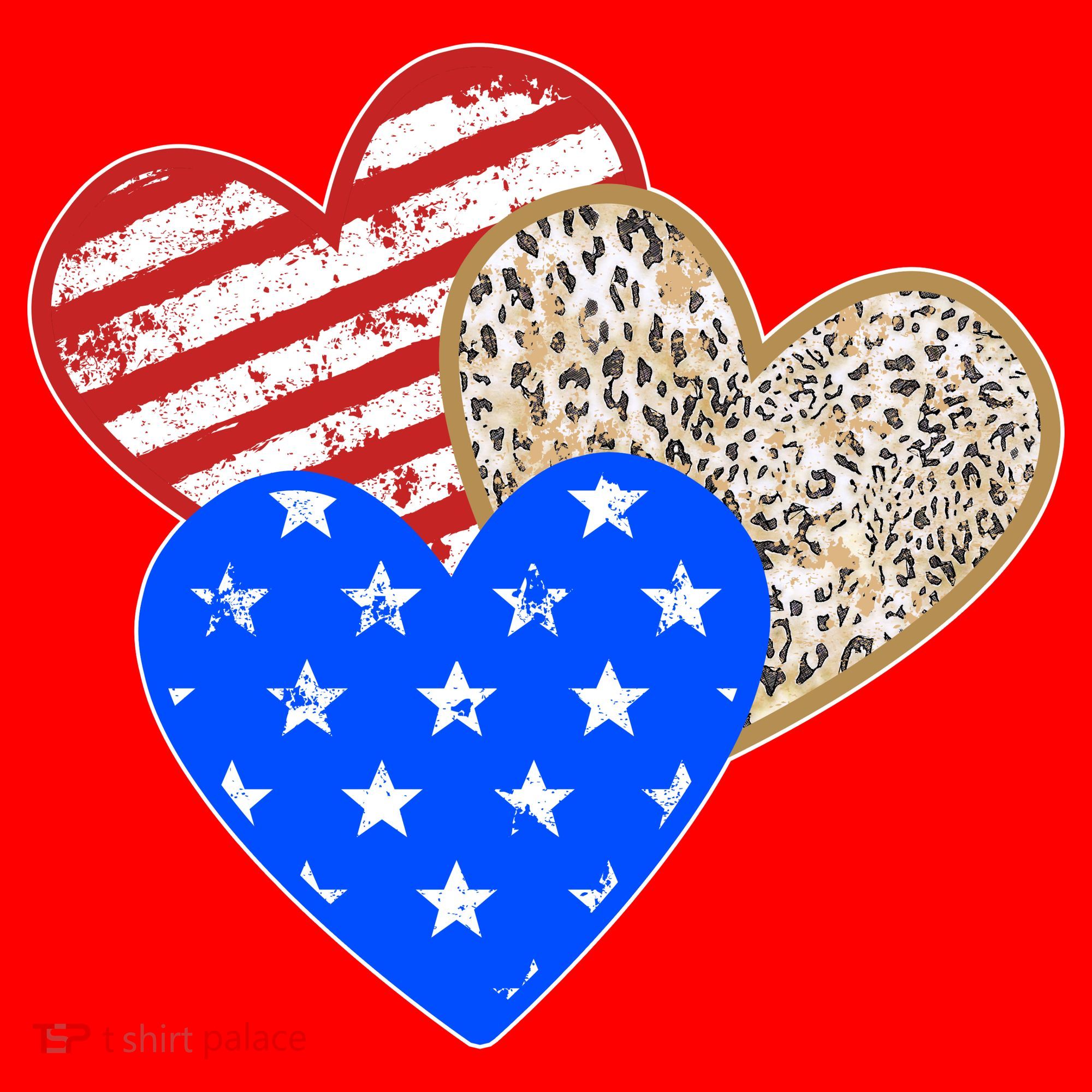 Patriotic Leopard Print Stars And Stripes Hearts Santa Hat