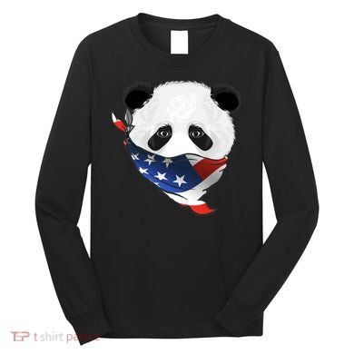 Patriotic Panda American Bandanna Flag Long Sleeve Shirt