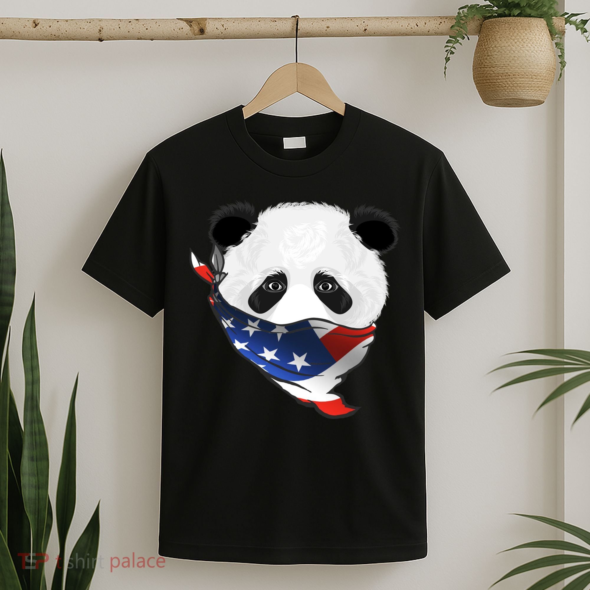 Patriotic Panda American Bandanna Flag T-Shirt