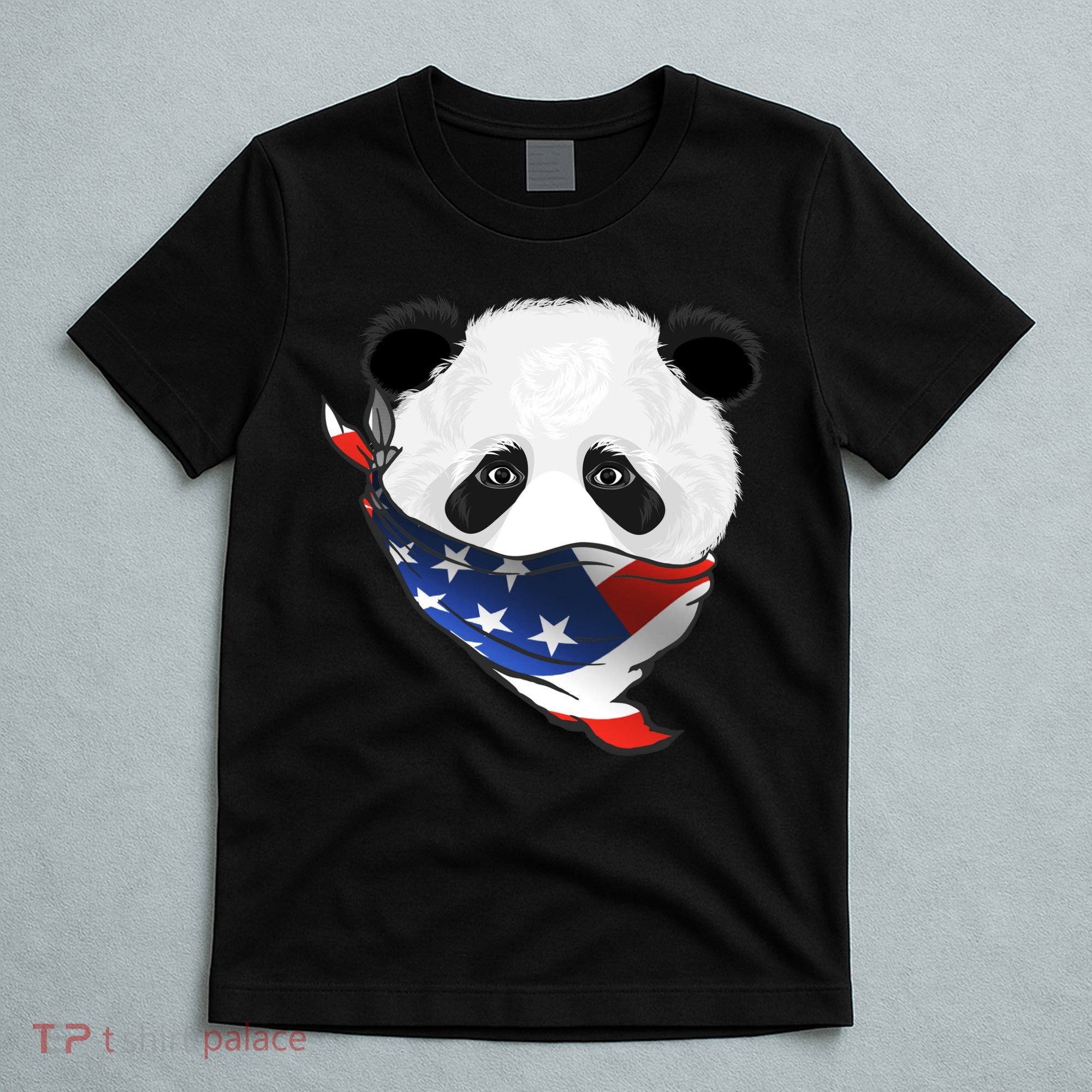 Patriotic Panda American Bandanna Flag T-Shirt